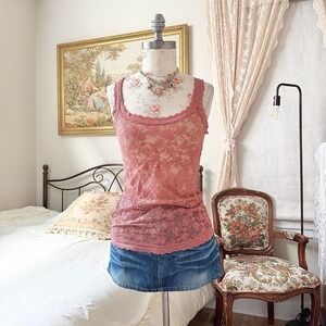 Y2K Ilusion size medium dusty rose lace camisole going out top
